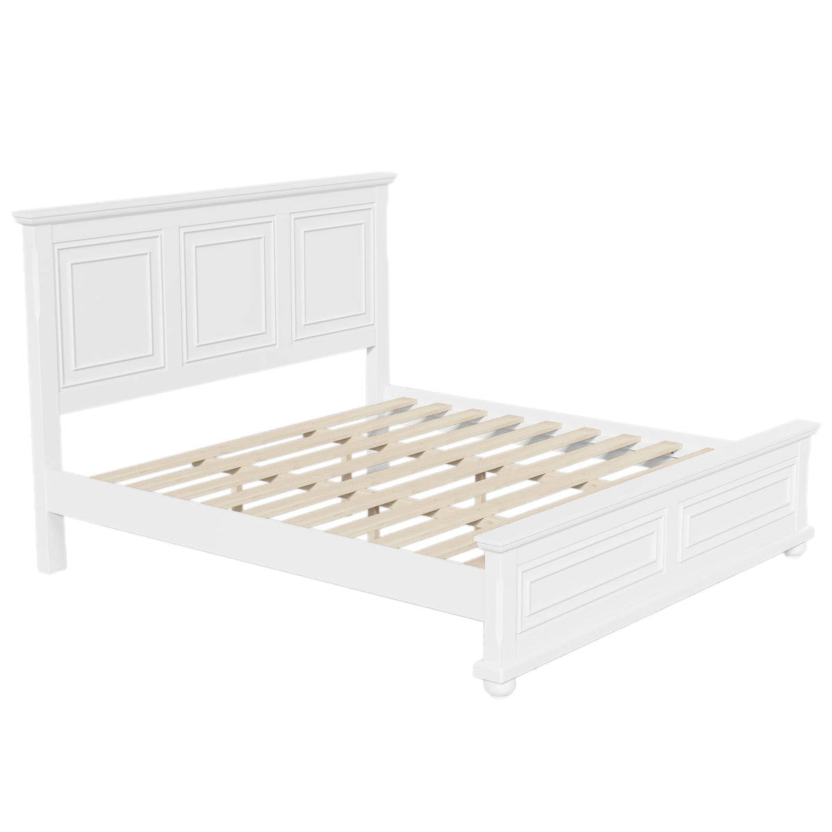 Traditional Town and Country Style Pinewood Vintage Tall Headboard King Bed Frame