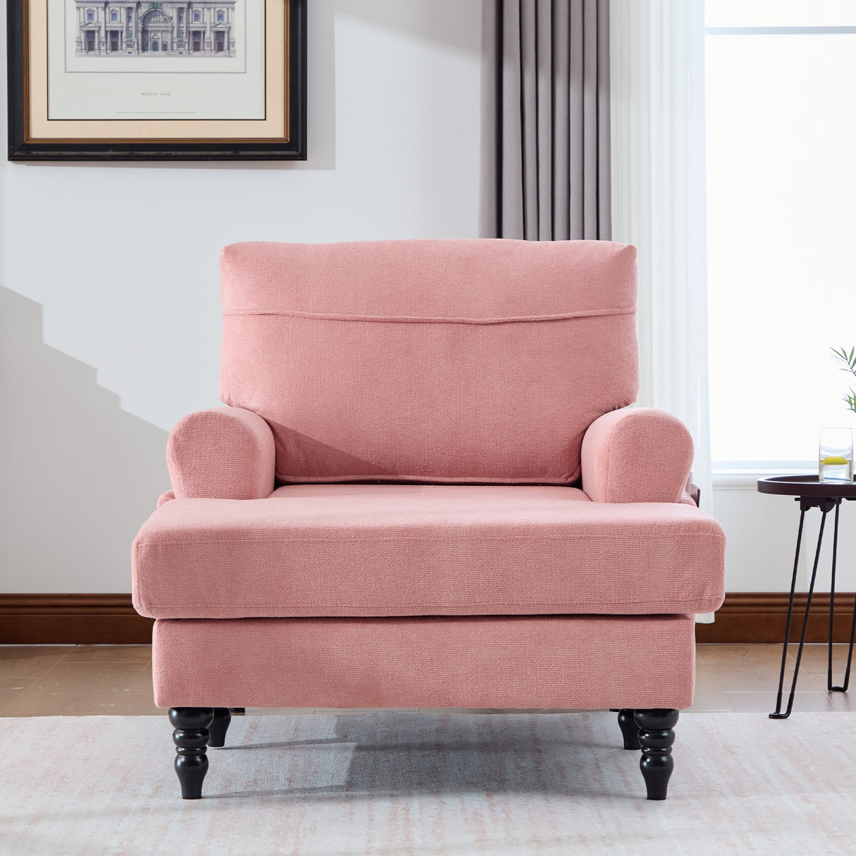 Modern Minimalist Chenille Fabric Chaise Lounge Recliner