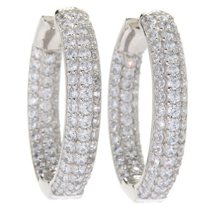 Brilliante Choice of Size Simulated Diamond Inside Out Hoop Earrings