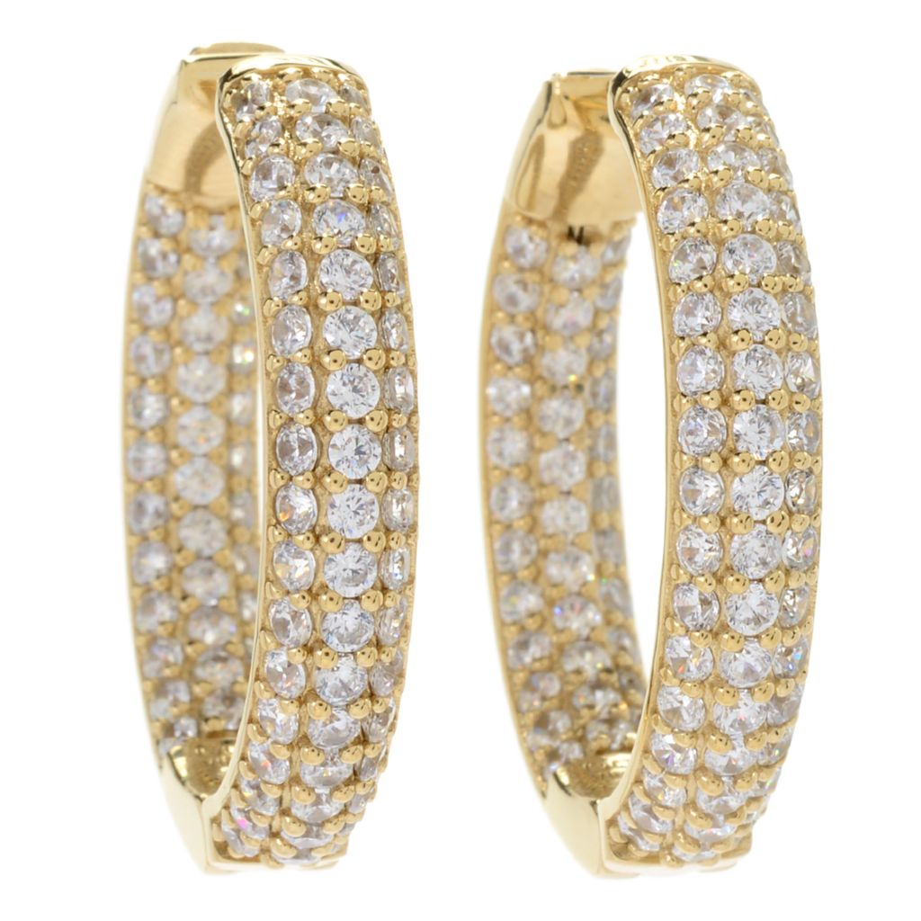 Brilliante Choice of Size Simulated Diamond Inside Out Hoop Earrings