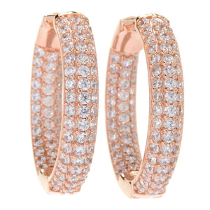 Brilliante Choice of Size Simulated Diamond Inside Out Hoop Earrings