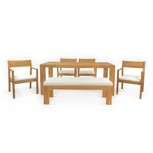 TREXM Patio Dining Table Set for 6 with Umbrella Hole