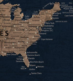 Blue Custom USA Push Pin Travel Map Canvas for Trip Tracker