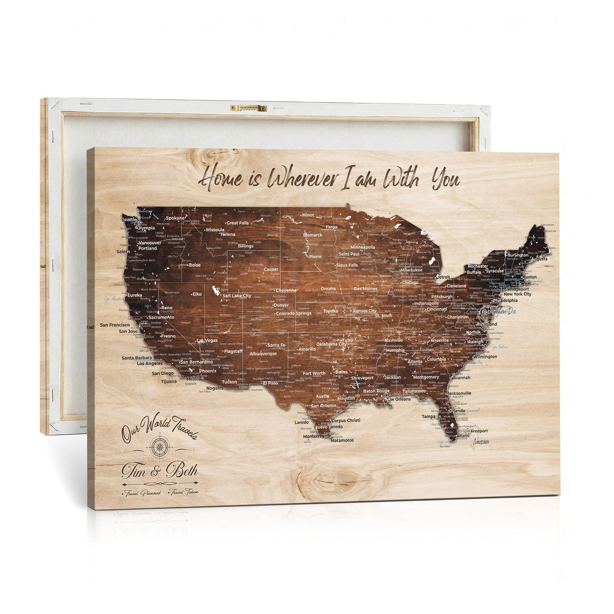 Personalized USA Push Pin Travel Map Canvas for Adventure Wall Decor