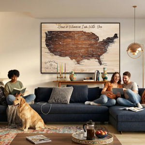 Personalized USA Push Pin Travel Map Canvas for Adventure Wall Decor