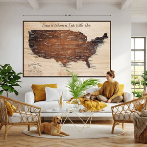 Personalized USA Push Pin Travel Map Canvas for Adventure Wall Decor