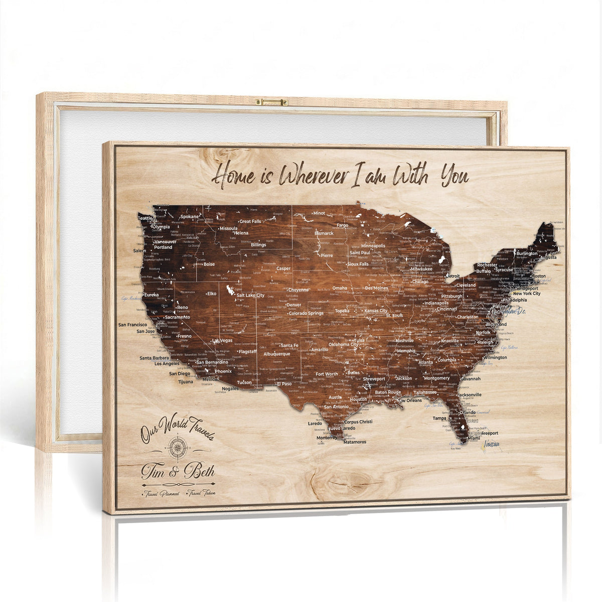 Personalized USA Push Pin Travel Map Canvas for Adventure Wall Decor