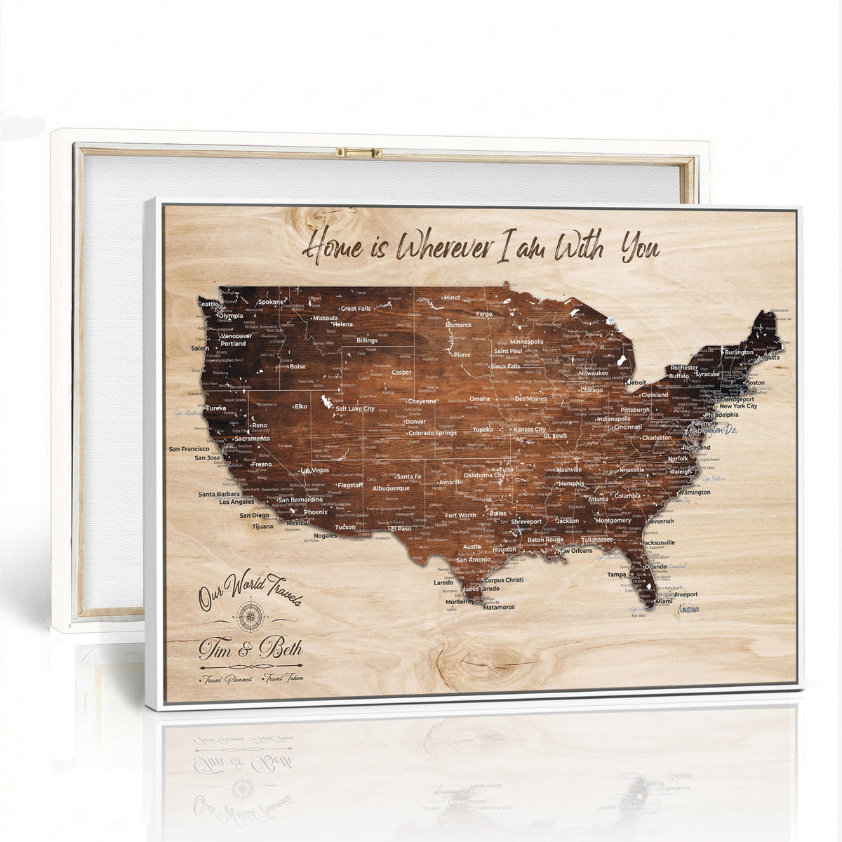 Personalized USA Push Pin Travel Map Canvas for Adventure Wall Decor