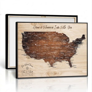 Personalized USA Push Pin Travel Map Canvas for Adventure Wall Decor