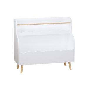 White Kids Bookcase with Toy Organizer - Two-Tier Storage Cabinet