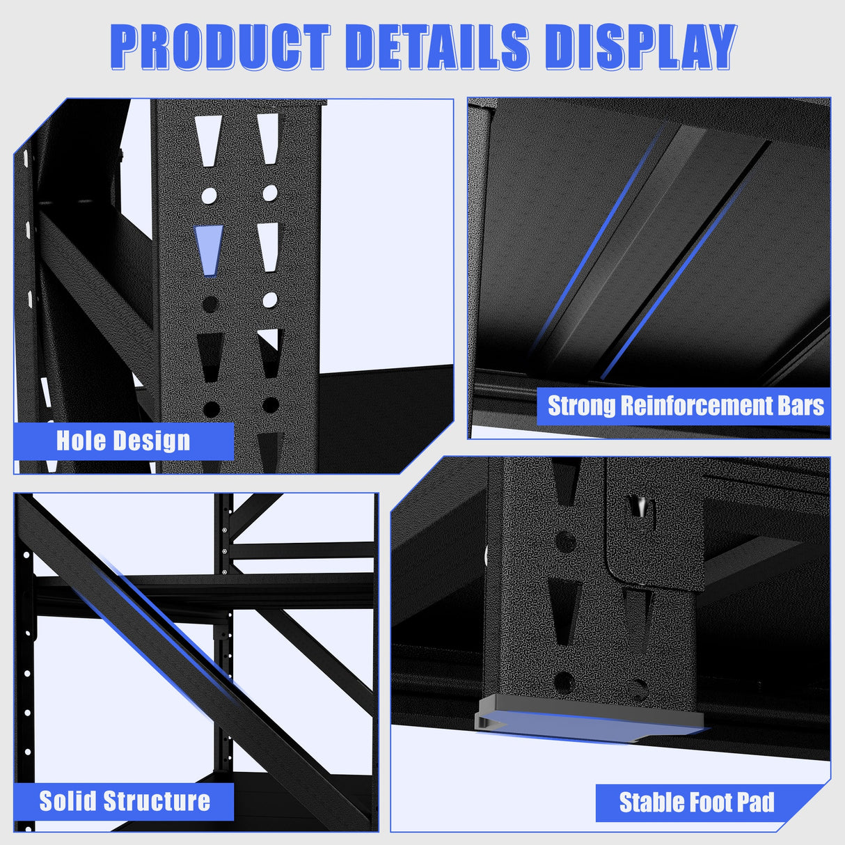 5000 lbs Heavy Duty Garage Shelving, 4-Shelf Adjustable Metal Storage Unit (63"H x 67"W x 23.7"D) 5000LBS Capacity Industrial Shelving for Warehouse