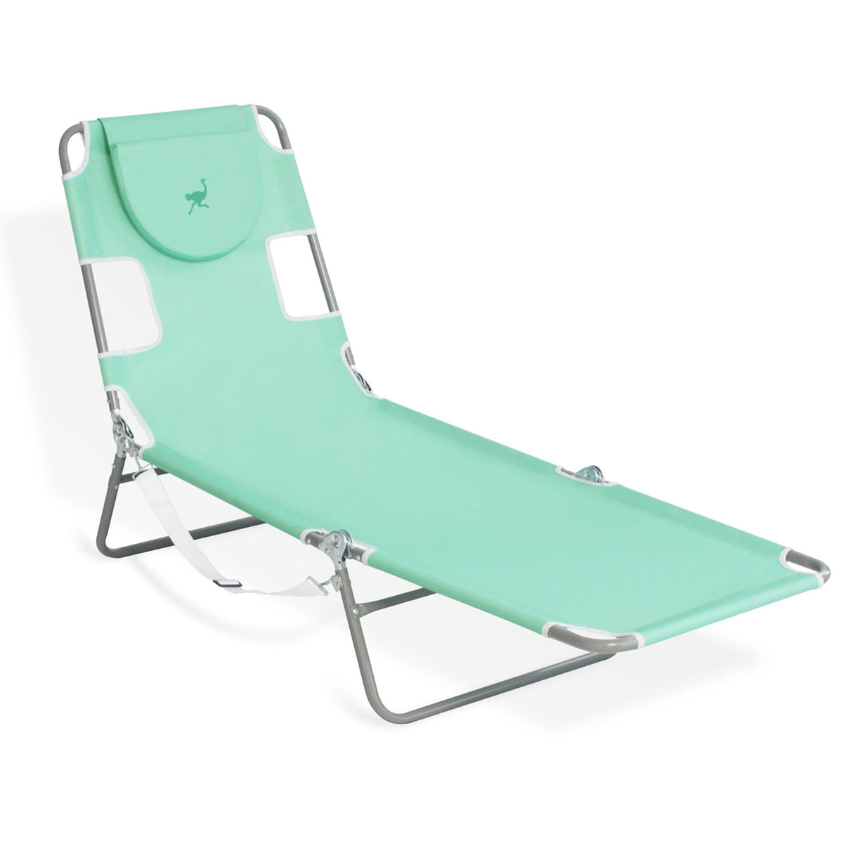 Ostrich Chaise Lounge, Portable Facedown Beach Camping Pool Tanning Chair, Teal