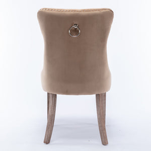 Nikki Collection Modern Tufted Velvet Upholstered Dining Chair - 2 Pieces, Khaki