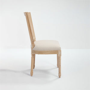 French Country Dining Chairs Set of 2 Upholstered With Natural Rattan Back