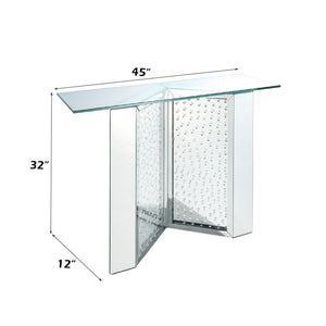 Nysa - 45" X 32" Console Table - Mirrored & Faux Crystals