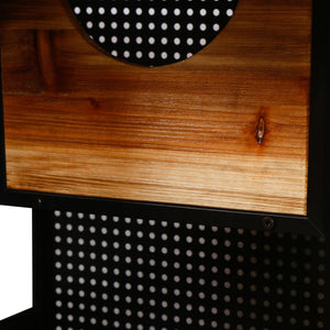 Modern Spacious Cat House with Fir Wood and Iron Frame - Black & Brown
