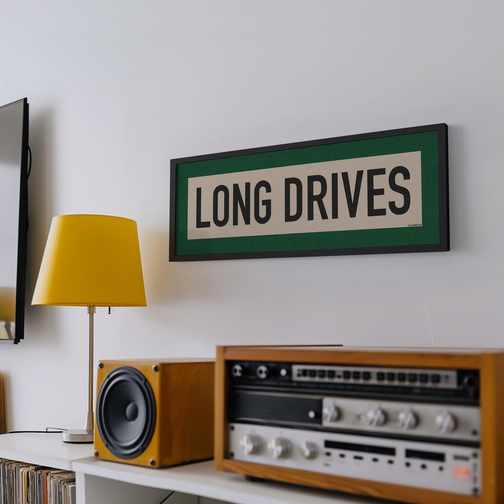 Framed Long Drives Golf Art Scroll Sign