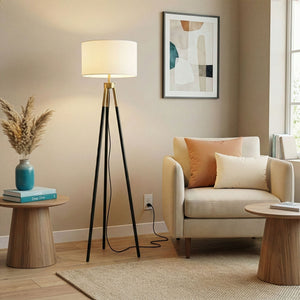 Sway - Floor Lamp With On / Off Switch Triple Legs Shade - Black / Gold / White