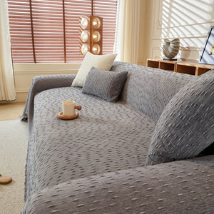 Textured Throw Blanket with 3D Dobby Weave, Minimalist Furniture Protector for Couch