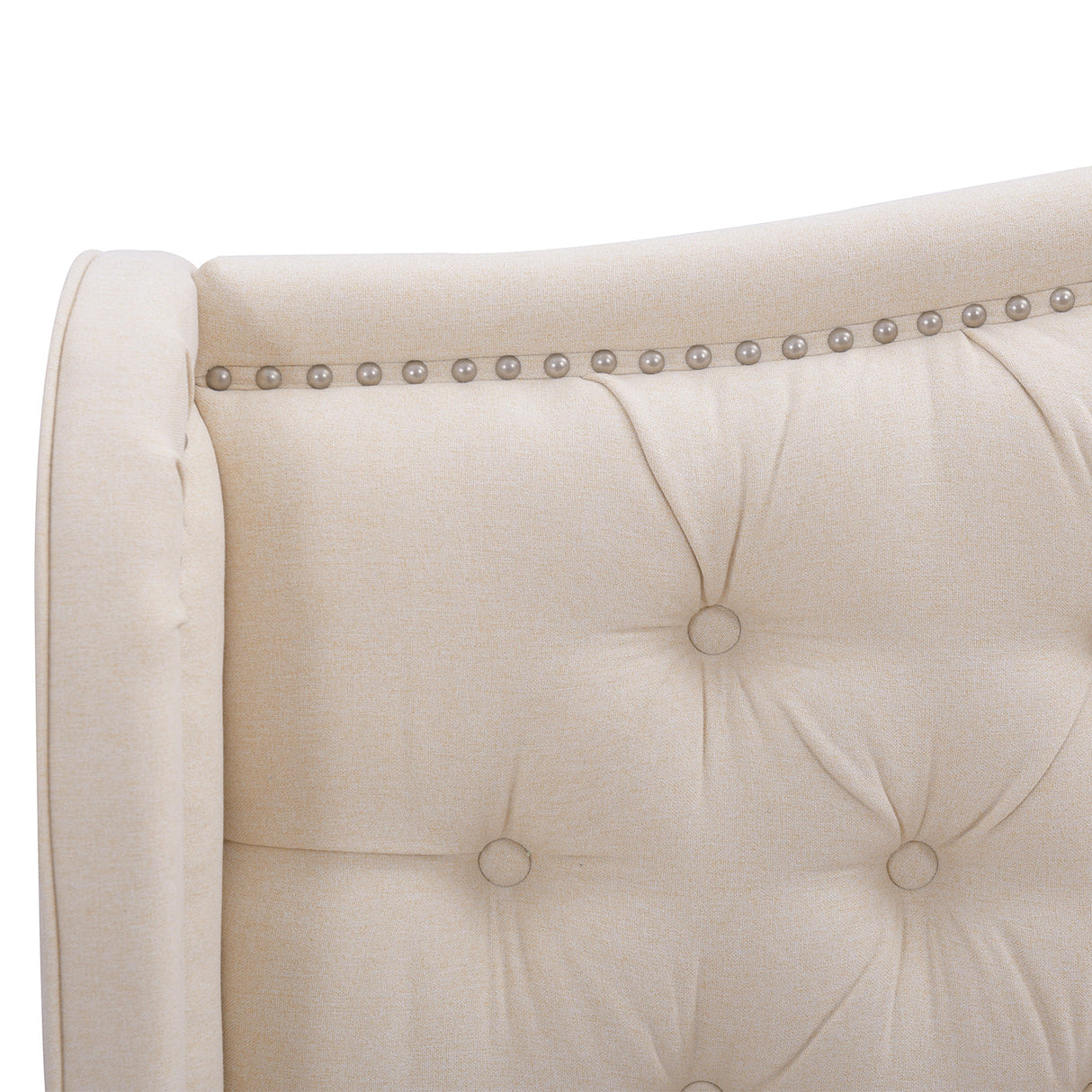Marcella Upholstered Shelter Headboard Bed Set, Queen, Sky Neutral Beige Polyester