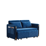 Convertible Velvet Loveseat Sleeper with Arm Storage and Adjustable Back