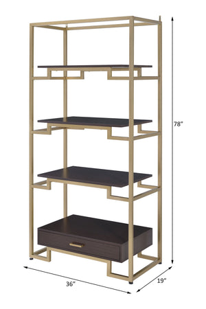 Yumia - Bookshelf - Gold & Walnut
