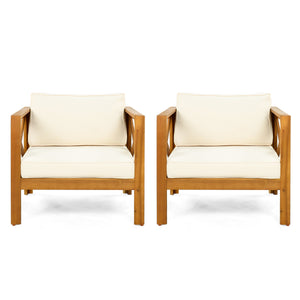 Patio Conversation Set with Acacia Wood Armchairs and End Table