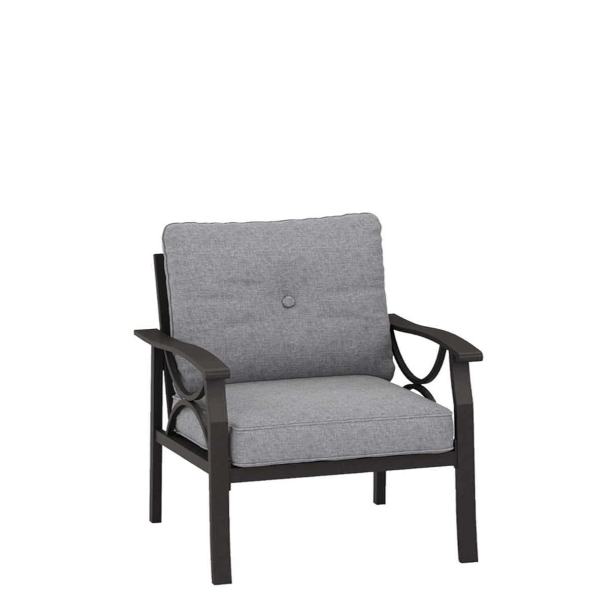 All Weather Armchairs With Cushions, Sculptural Design (Set of 2) - Gray / Khaki