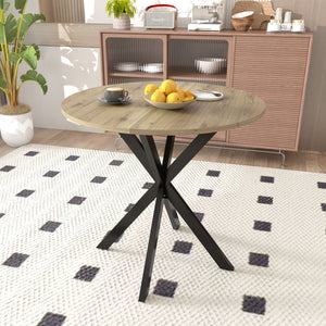 Round Dining Table For 2 - 4 People, Compact Kitchen Or Dining Room - Rustic Brown