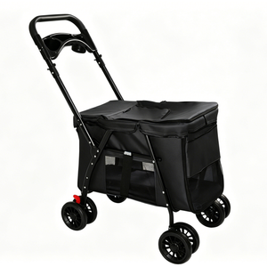Pet Stroller Foldable 4-Wheel Design with Breathable Mesh