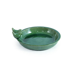Handmade Ceramic Bird Bath, 11.8 Inch Olive