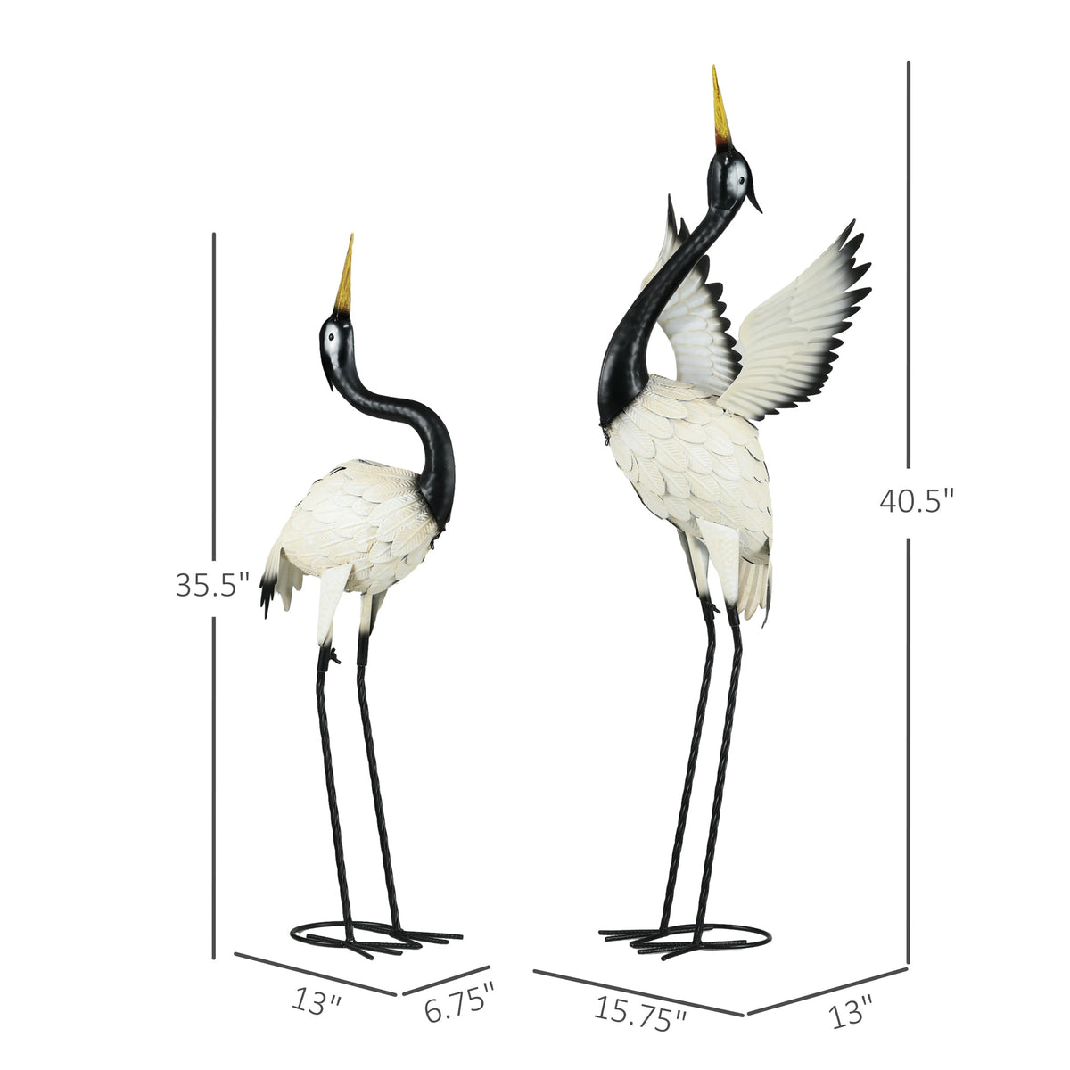 Outsunny Heron Garden Statues, Set of 2 – 35.5' & 40.5' Standing Bird Sculptures