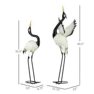 Outsunny Heron Garden Statues, Set of 2 – 35.5' & 40.5' Standing Bird Sculptures