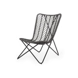 Outdoor wicker chair with geometric cross base, set of 2, grey