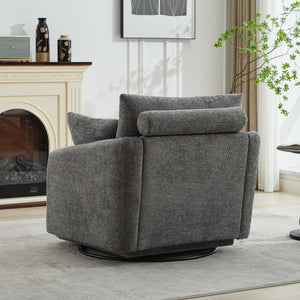 40.55"W Swivel Accent Chair With 2 Throw Pillows