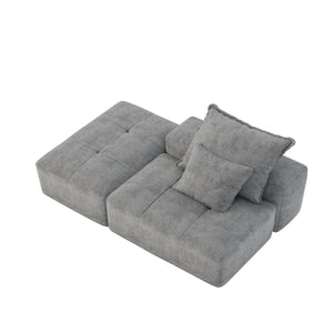Modern Oversized Modular Sectional Sofa, Sparkling Fabric Soft Cushions With 2 Pillows