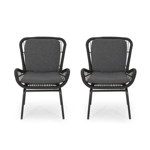Outdoor Wicker Club Chair With Cushions (Set of 2)