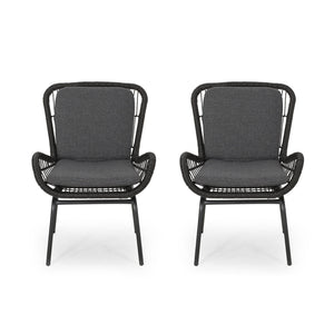 Outdoor Wicker Club Chair With Cushions (Set of 2)
