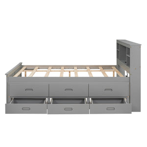 Platform Bed With Storage Headboard, USB, Trundle And 3 Drawers