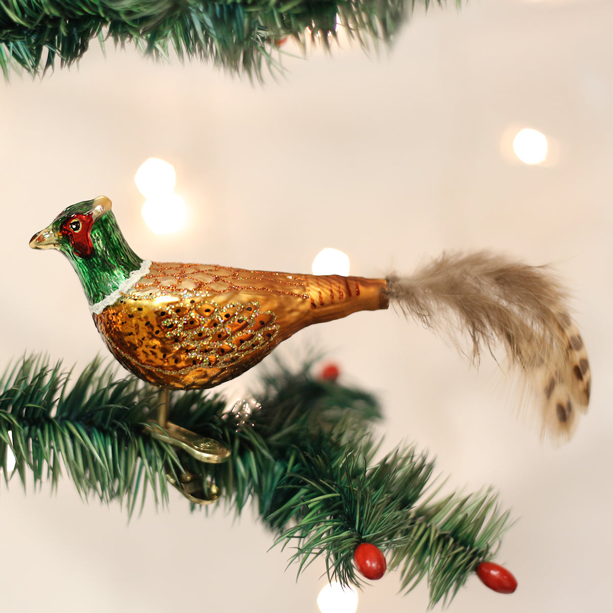Pheasant Glass Ornament 2 x 7 x 1.5 Inches