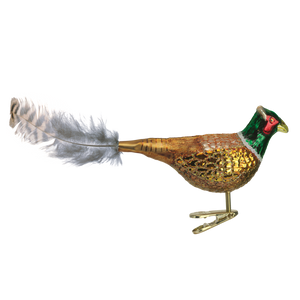Pheasant Glass Ornament 2 x 7 x 1.5 Inches