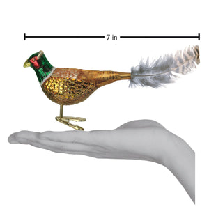 Pheasant Glass Ornament 2 x 7 x 1.5 Inches