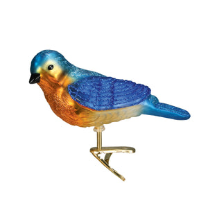 Clip-On Western Bluebird Glass Ornament