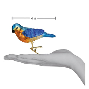 Clip-On Western Bluebird Glass Ornament