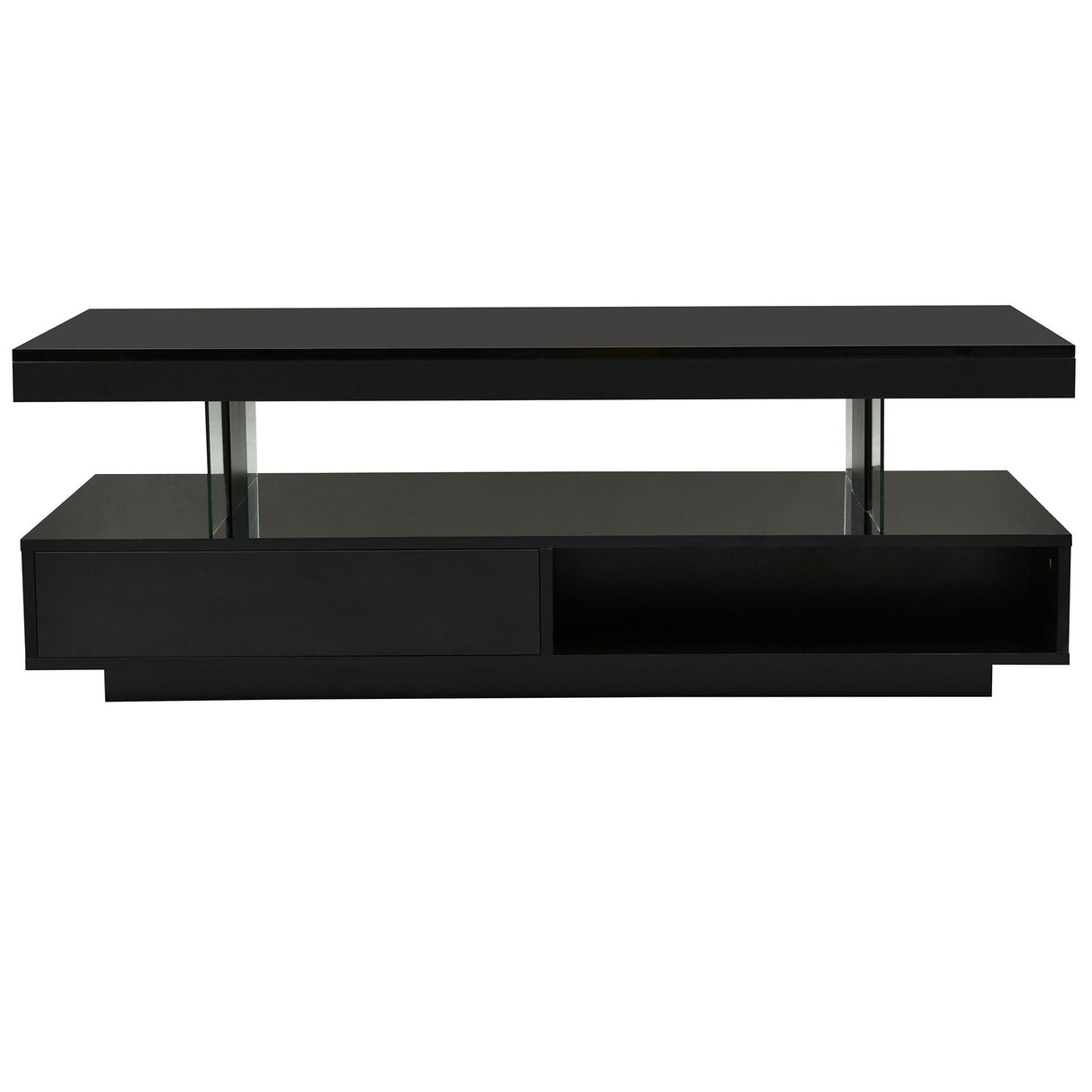 LED Coffee Table With 2 Drawers And Display Shelves