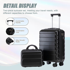 14'/20' 2-Piece ABS Spinner Wheel Luggage Set with Combination Lock