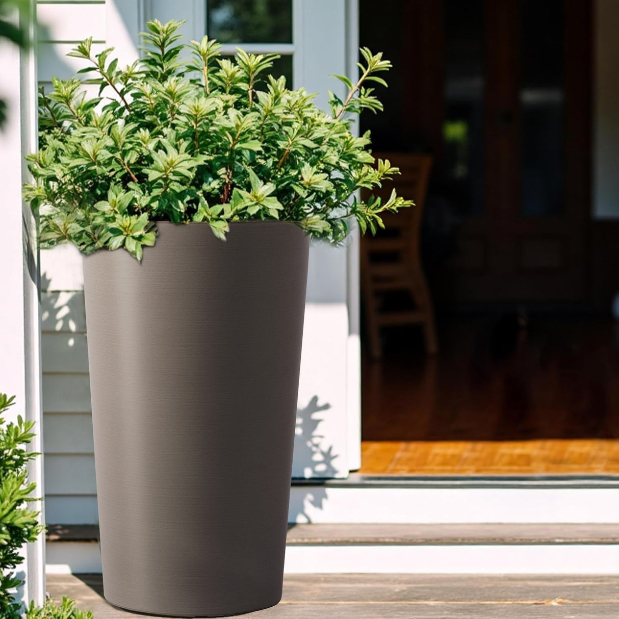 2 Pack Tall 21.7 in Modern Brown Planters for Indoor & Outdoor