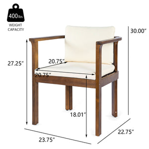 Outdoor Dining Chair Set of 2 with Curved Acacia Wood Arms