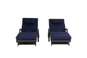 Outdoor Wicker Reclining Chair Set of 2 with Cushions