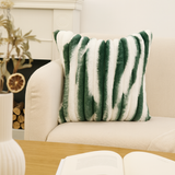 18"x18" Ribbed Ombre Faux Fur Pillow  – Ultra-Soft Two-Tone Design Luxury Textured Accent Insert Included - green